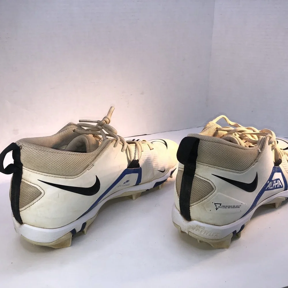 Nike Alpha Menace 3 Shark Men's US Sz 11.5 Football Cleats CV0582-101 White Blue